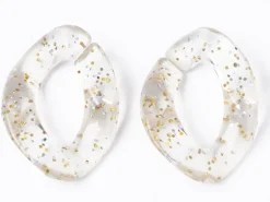 50 maillons en plastique 23 x 16 mm - à connecter pour création de chaîne - transparent à paillettes