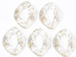 50 maillons en plastique 23 x 16 mm - à connecter pour création de chaîne - transparent à paillettes