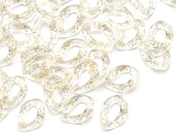50 maillons en plastique 23 x 16 mm - à connecter pour création de chaîne - transparent à paillettes