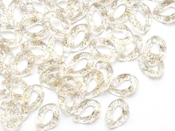 50 maillons en plastique 23 x 16 mm - à connecter pour création de chaîne - transparent à paillettes