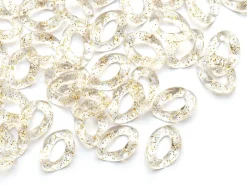 50 maillons en plastique 23 x 16 mm - à connecter pour création de chaîne - transparent à paillettes