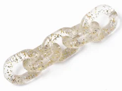 50 maillons ovales en plastique 19 x 14 mm - à connecter pour création de chaîne - transparent à paillettes