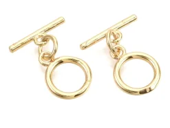 1 fermoir Toogle - doré à l'or fin 18k - 12 mm