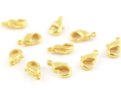 10 fermoirs mousqueton 10 mm - couleur or