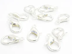 10 fermoirs mousqueton 21 mm - couleur argent clair