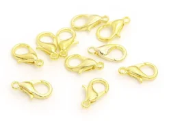 10 fermoirs mousquetons 12 mm - doré