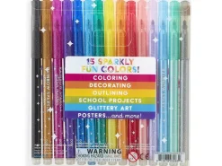 15 feutres métalliques à paillettes - rainbow sparkle glitter markers