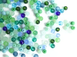20 g de perles rondes en verre 4 mm - tons verts