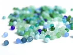 20 g de perles rondes en verre 4 mm - tons verts