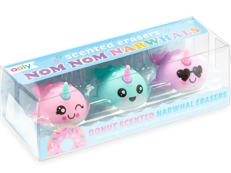 3 gommes licornes en forme de Narval - baleine licorne
