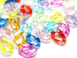 50 grands maillons en plastique 30 x 21 mm - à connecter pour création de chaîne - multicolore pailleté