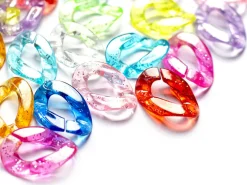 50 grands maillons en plastique 30 x 21 mm - à connecter pour création de chaîne - multicolore pailleté