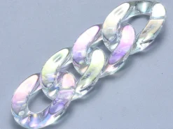 50 grands maillons en plastique 30 x 21 mm - à connecter pour création de chaîne - blanc nacré et irisé