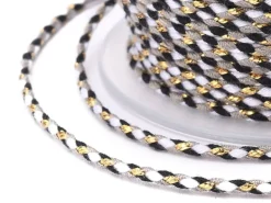 1 m de cordellette en coton macrammé 1,5 mm - Noir et blanc