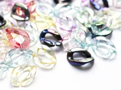 50 maillons en plastique 22 x 16 mm - à connecter pour création de chaîne - transparent irisé