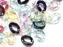 50 maillons en plastique 22 x 16 mm - à connecter pour création de chaîne - transparent irisé