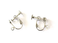 1 paire de boucles d'oreilles clip à vis - argenté foncé