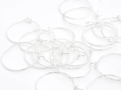 10 paires de boucles d'oreilles créoles 20 mm - couleur argenté clair