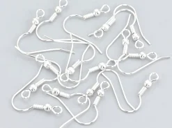 10 paires de boucles d'oreilles crochets - plaqué argent - 20 mm