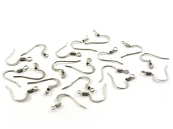 10 paires de boucles d'oreilles - crochets plats - couleur argenté