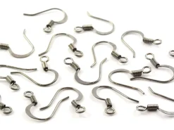 10 paires de boucles d'oreilles - crochets plats - couleur noir métallisé