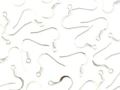10 paires de boucles d'oreilles - crochets plats - couleur argenté clair