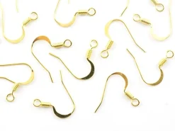 10 paires de boucles d'oreilles - crochets plats - couleur or