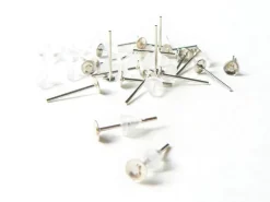 20 paires de puces d'oreilles argent clair - fermoir silicone