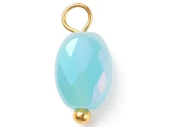 10 pendentifs irisés à facettes en verre - ovale - Tons bleus - 13 x 6 mm