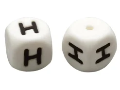 1 perle carré 12 mm en silicone - Lettre H