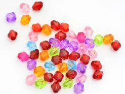 50 perles à facettes en plastique 4 mm- multicolore