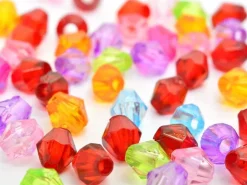 50 perles à facettes en plastique 4 mm- multicolore