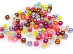 100 perles basiques en plastique - effet métallisé intérieur - 6 mm