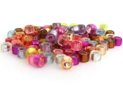 100 perles basiques en plastique - effet métallisé intérieur - 6 mm