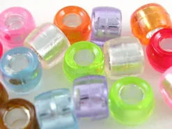 100 perles basiques en plastique - effet métallisé intérieur - 6 mm