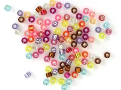 100 perles basiques en plastique - effet métallisé intérieur - 6 mm
