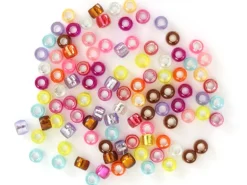 100 perles basiques en plastique - effet métallisé intérieur - 6 mm
