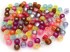 100 perles basiques en plastique - effet métallisé intérieur - 6 mm