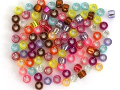 100 perles basiques en plastique - effet métallisé intérieur - 6 mm