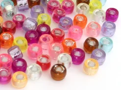 100 perles basiques en plastique - effet métallisé intérieur - 6 mm