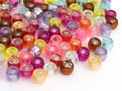 100 perles basiques en plastique - effet métallisé intérieur - 6 mm