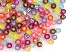 100 perles basiques en plastique - effet métallisé intérieur - 6 mm