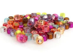 100 perles basiques en plastique - effet métallisé intérieur - 6 mm