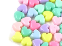50 perles coeurs - multicolore
