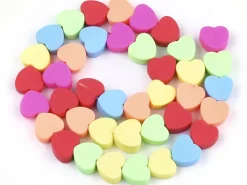 20 perles coeurs en pâte polymère - multicolore - 9 mm