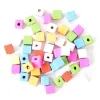 50 perles cubes en bois vernis - 14 mm