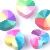 20 perles cœur effet rainbow en pâte polymère - multicolore - 9 mm