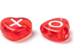 200 perles cœur en plastique - lettres alphabet - 11 mm