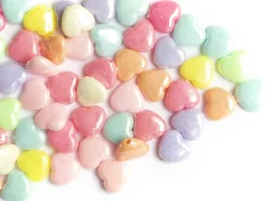 50 perles cœurs nacrés - 12 mm