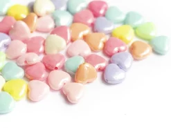 50 perles cœurs nacrés - 12 mm